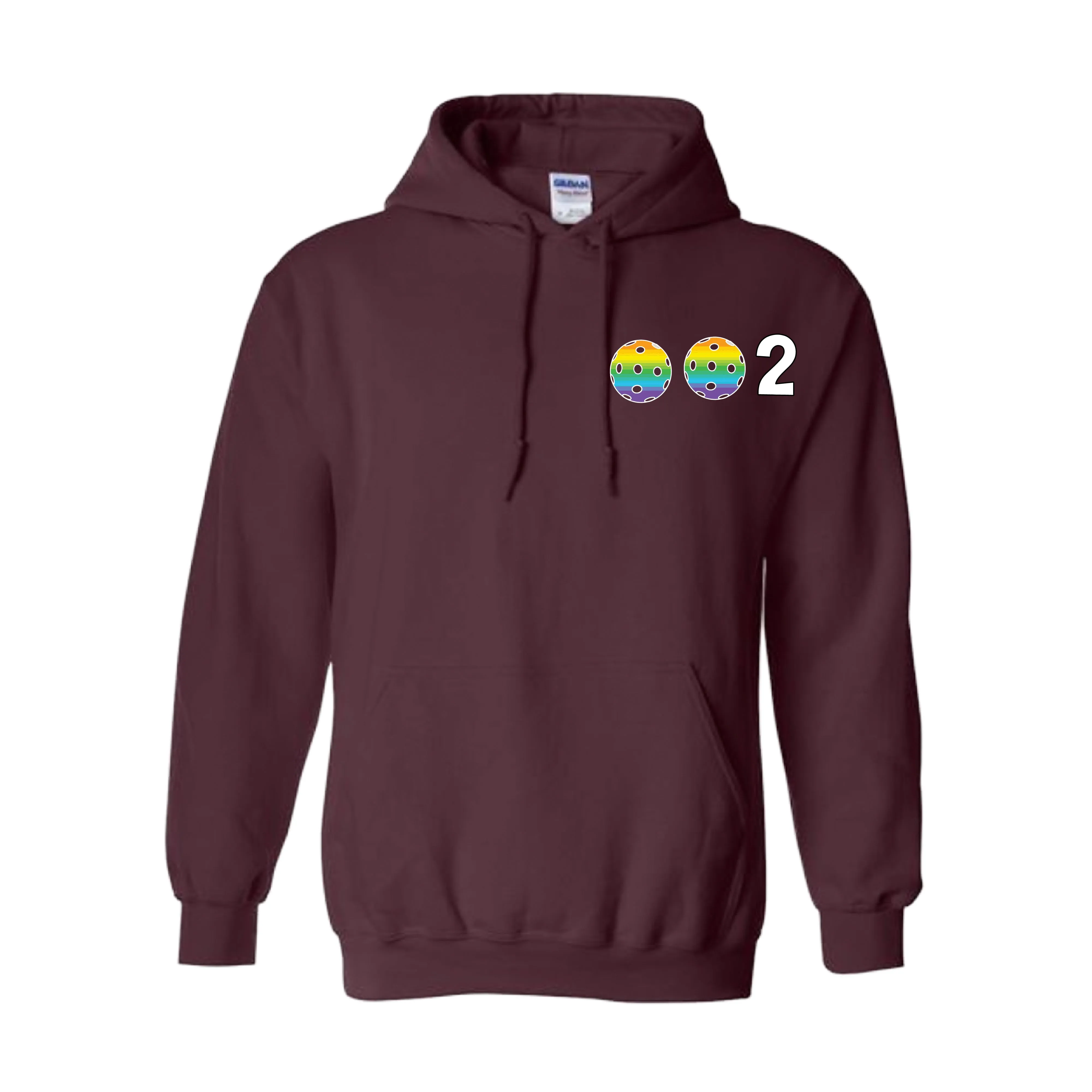 002 With Pickleballs Customizable (Colors Cyan Purple Rainbow) | Unisex Hoodie Pickleball Sweatshirt | 50% Cotton 50% Polyester