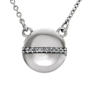 .025 Ctw Diamond 10mm Circle Necklace in 14k White Gold, 16 Inch