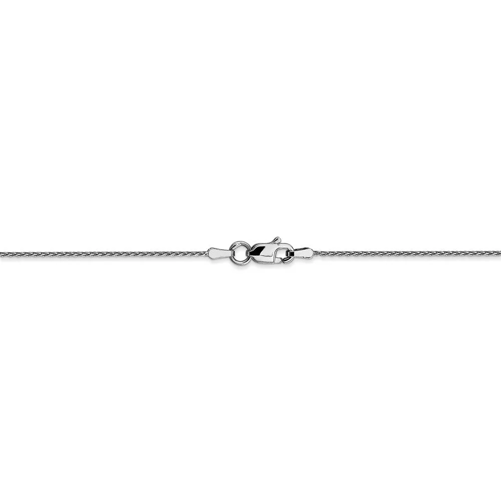 0.8mm 14k White Gold Round Diamond Cut Wheat Chain Necklace