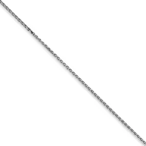 0.8mm 14k White Gold Round Diamond Cut Wheat Chain Necklace