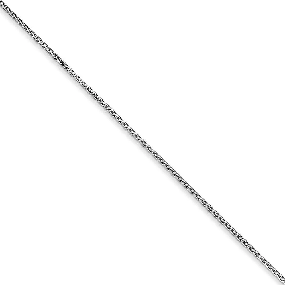 0.8mm 14k White Gold Round Diamond Cut Wheat Chain Necklace