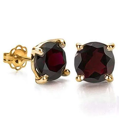 1.11 CT GARNET 10KT SOLID GOLD EARRINGS STUD