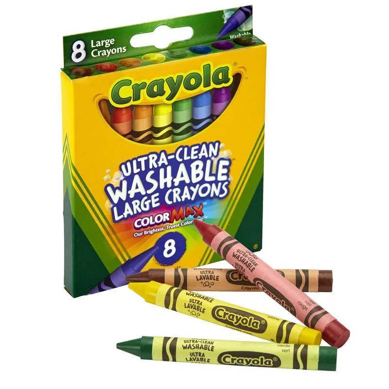 (12 Bx) Washable Crayons Large 8 Ct