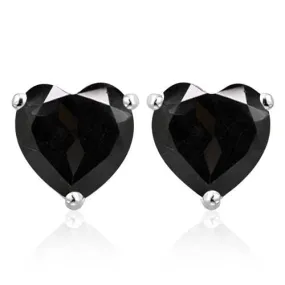 1.20 CT GENUINE BLACK SAPPHIRE 10KT SOLID GOLD HEART SHAPE EARRINGS STUD