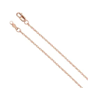 1.25mm 14k Rose Gold Solid Loose Rope Chain Necklace