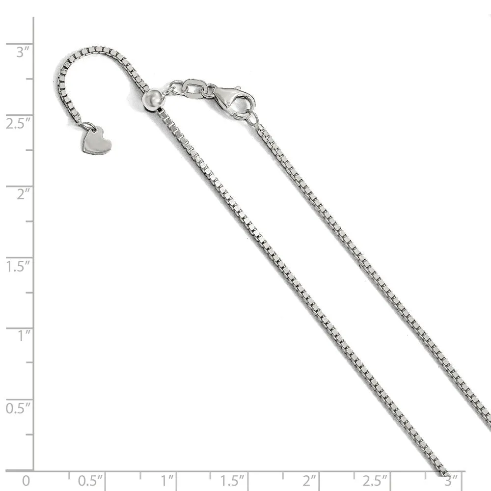 1.2mm 14k White Gold Adjustable Box Chain Necklace