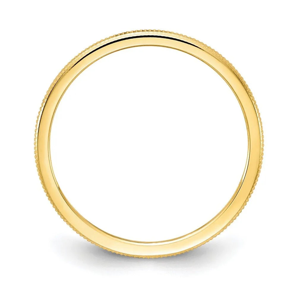 1.2mm 14k Yellow Gold Milgrain Stackable Band