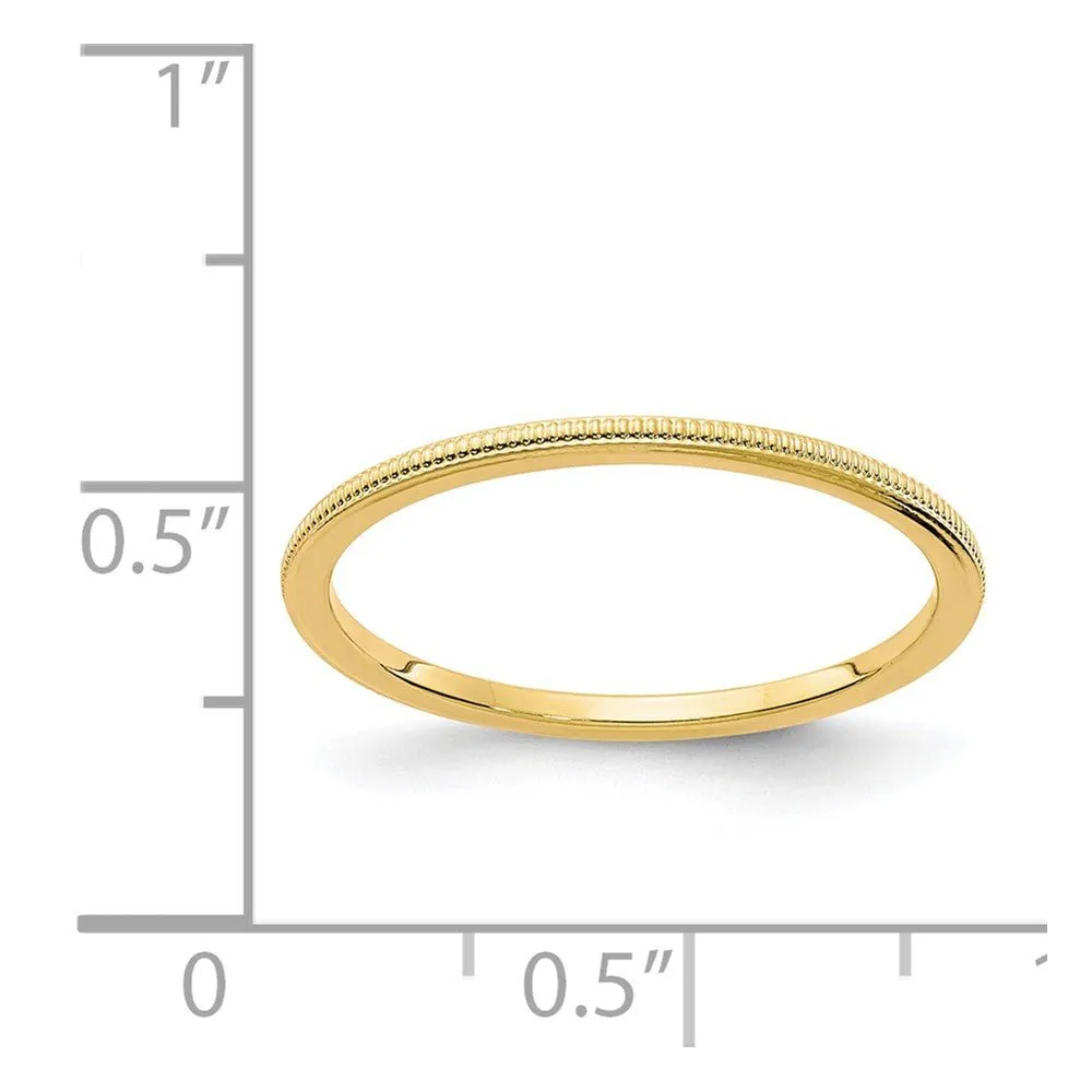 1.2mm 14k Yellow Gold Milgrain Stackable Band