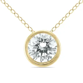 1/3 Carat Diamond Bezel Pendant In 14K Yellow Gold