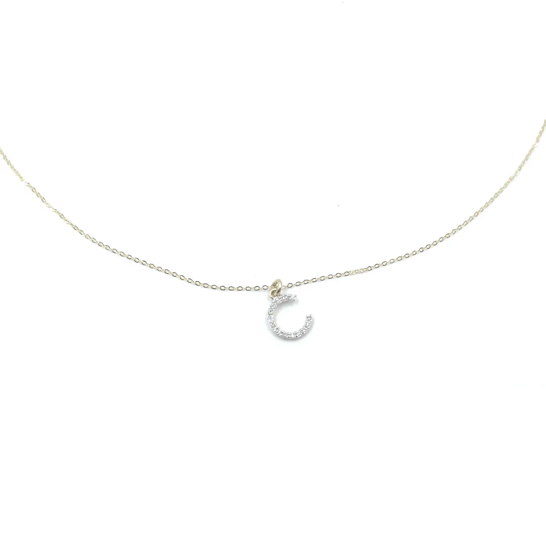 14k Gold and Diamond Initial Necklace