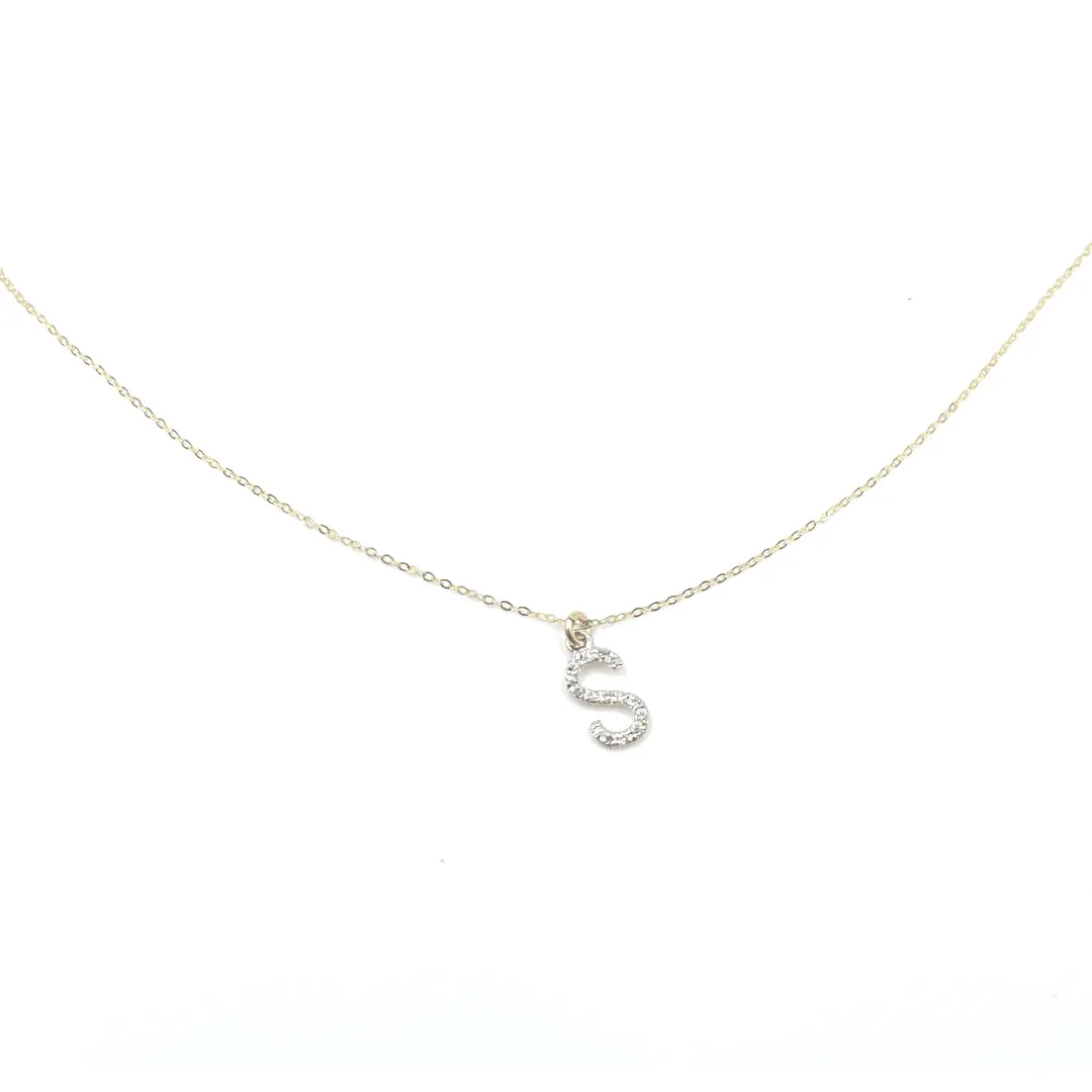 14k Gold and Diamond Initial Necklace