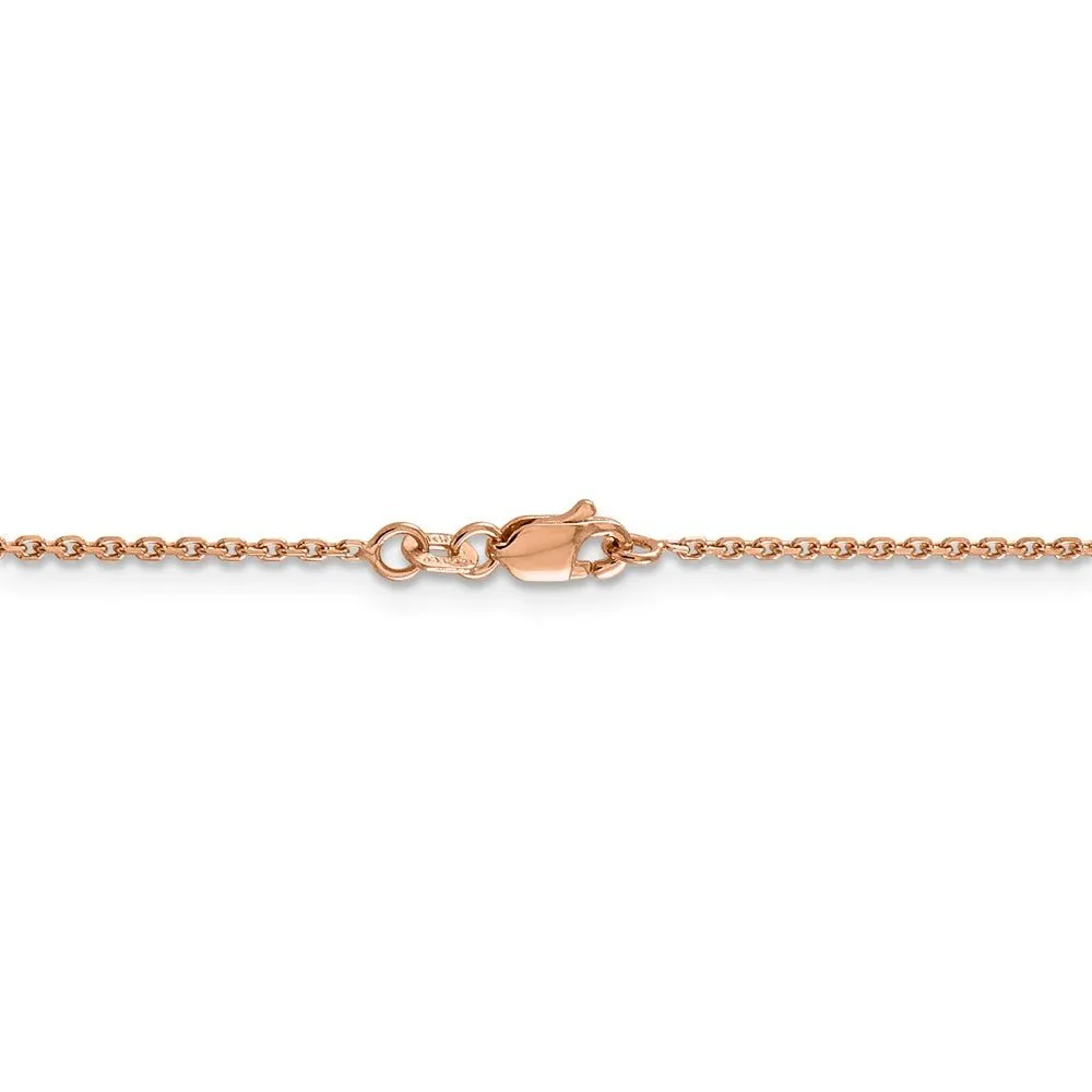 1.4mm, 14k Rose Gold, Diamond Cut Solid Cable Chain Necklace