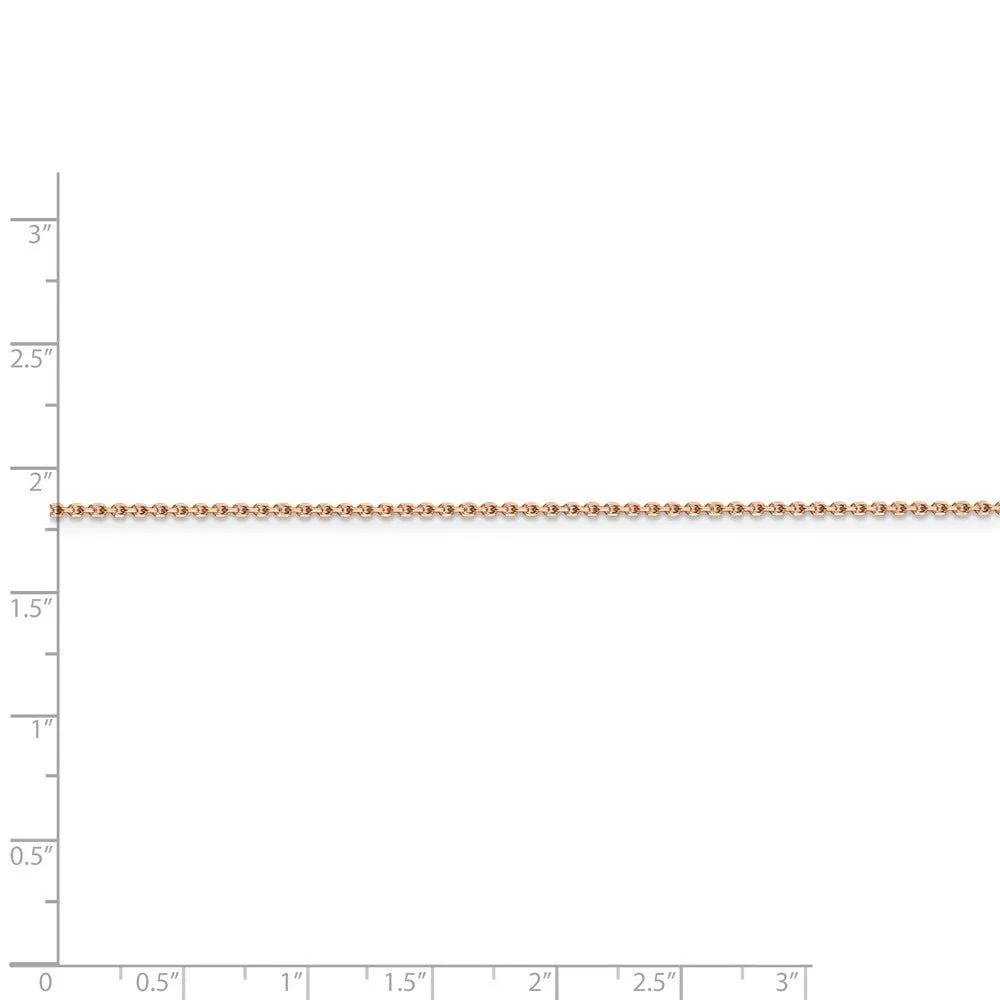 1.4mm, 14k Rose Gold, Diamond Cut Solid Cable Chain Necklace