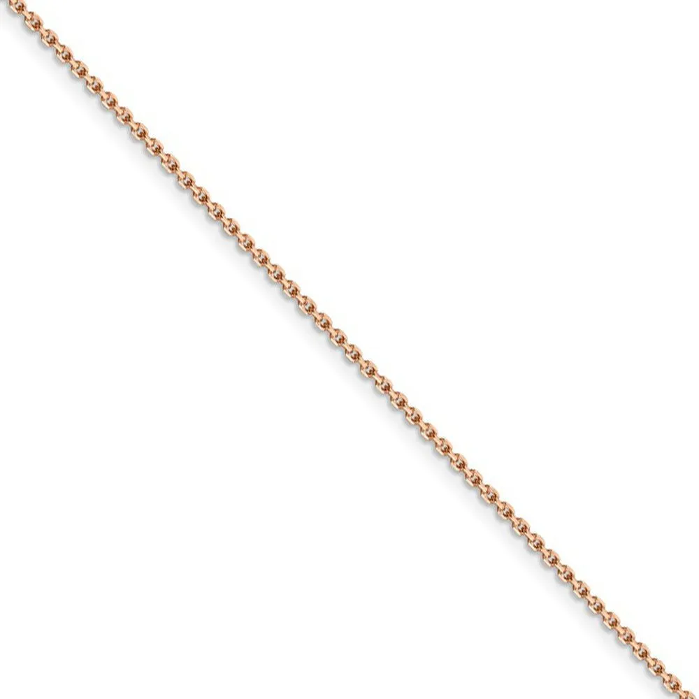 1.4mm, 14k Rose Gold, Diamond Cut Solid Cable Chain Necklace