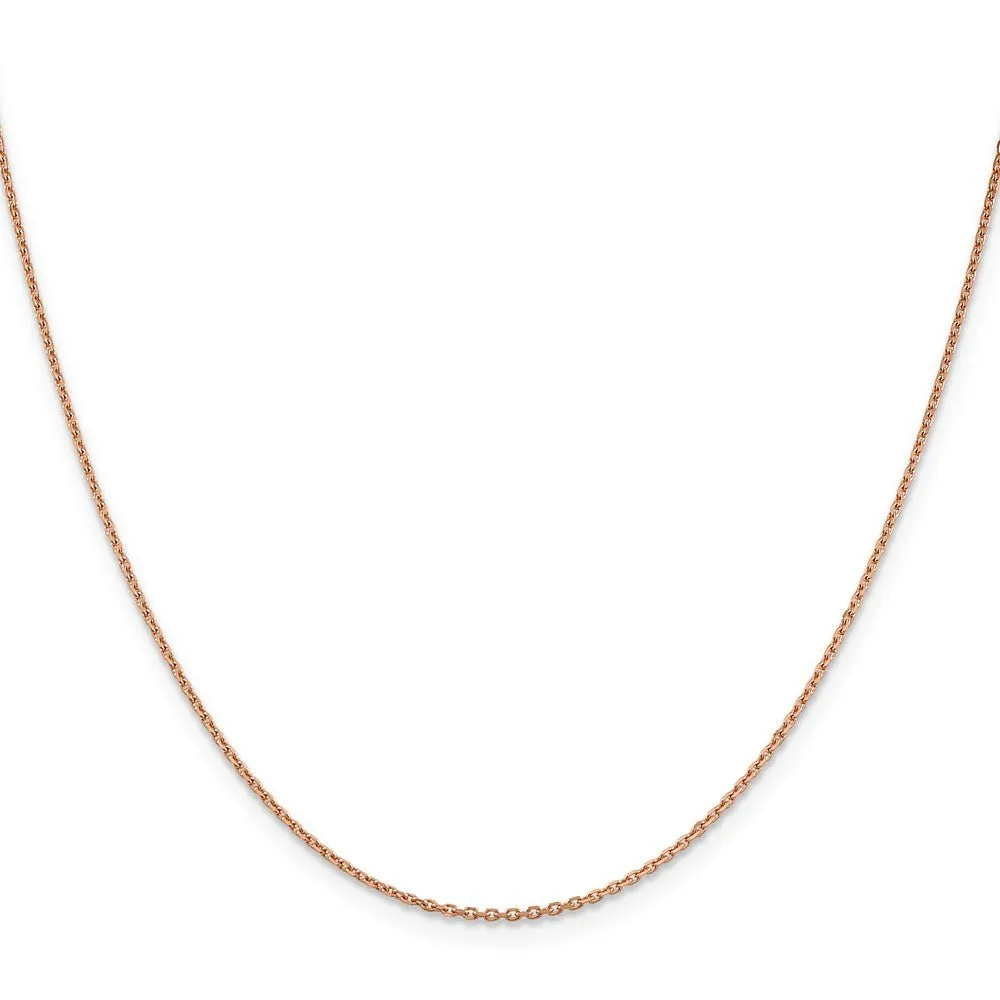 1.4mm, 14k Rose Gold, Diamond Cut Solid Cable Chain Necklace