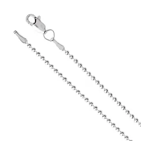 1.5mm 14K White Gold Solid Bead Chain Necklace