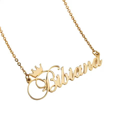 18k Gold Plated Custom Name Necklace With Crown-Gift For Mom On Mother's Day