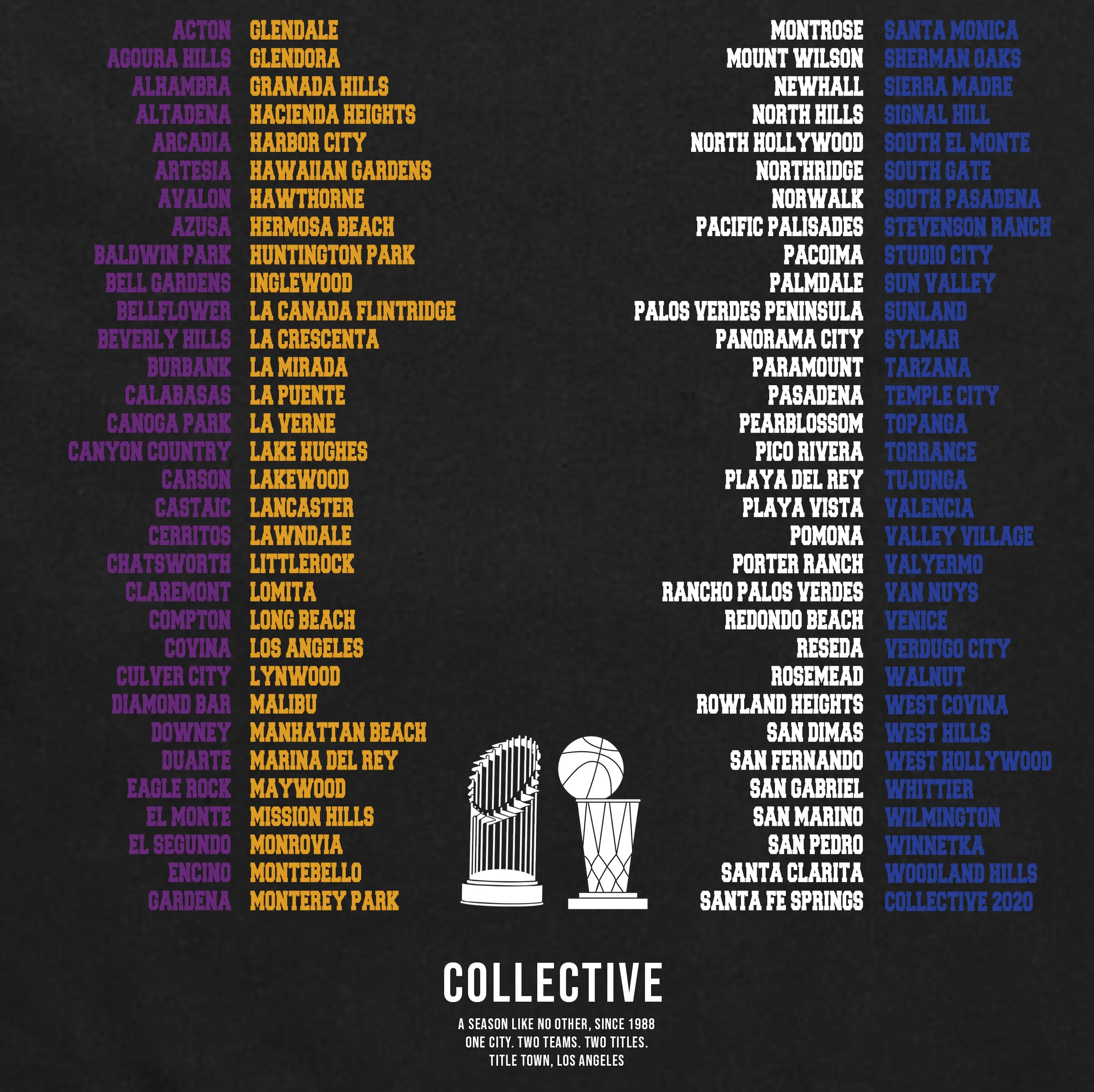 2 Titles - Lakers x Dodgers 2020 Championship T-Shirt - Black All Over