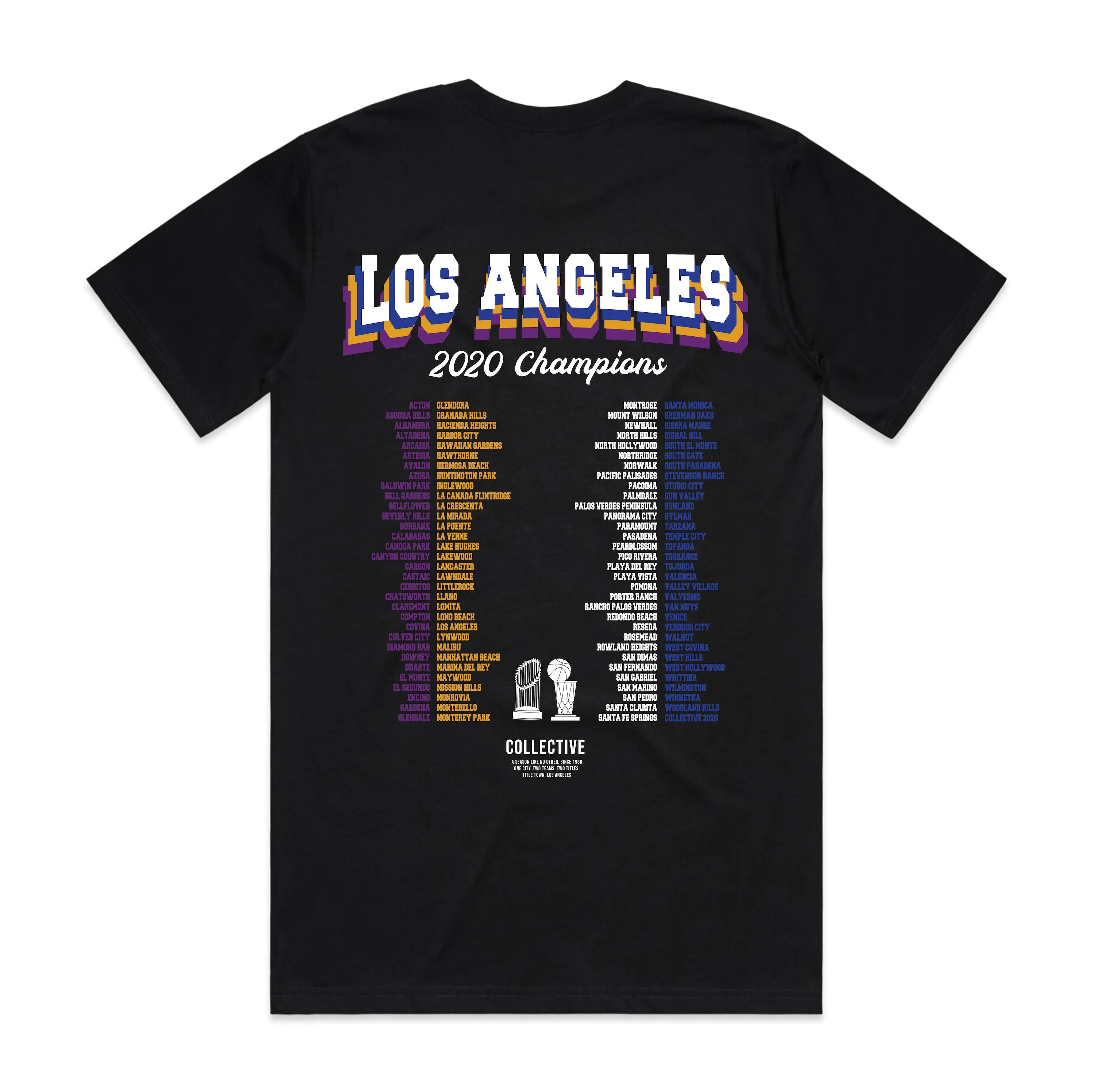 2 Titles - Lakers x Dodgers 2020 Championship T-Shirt - Black All Over