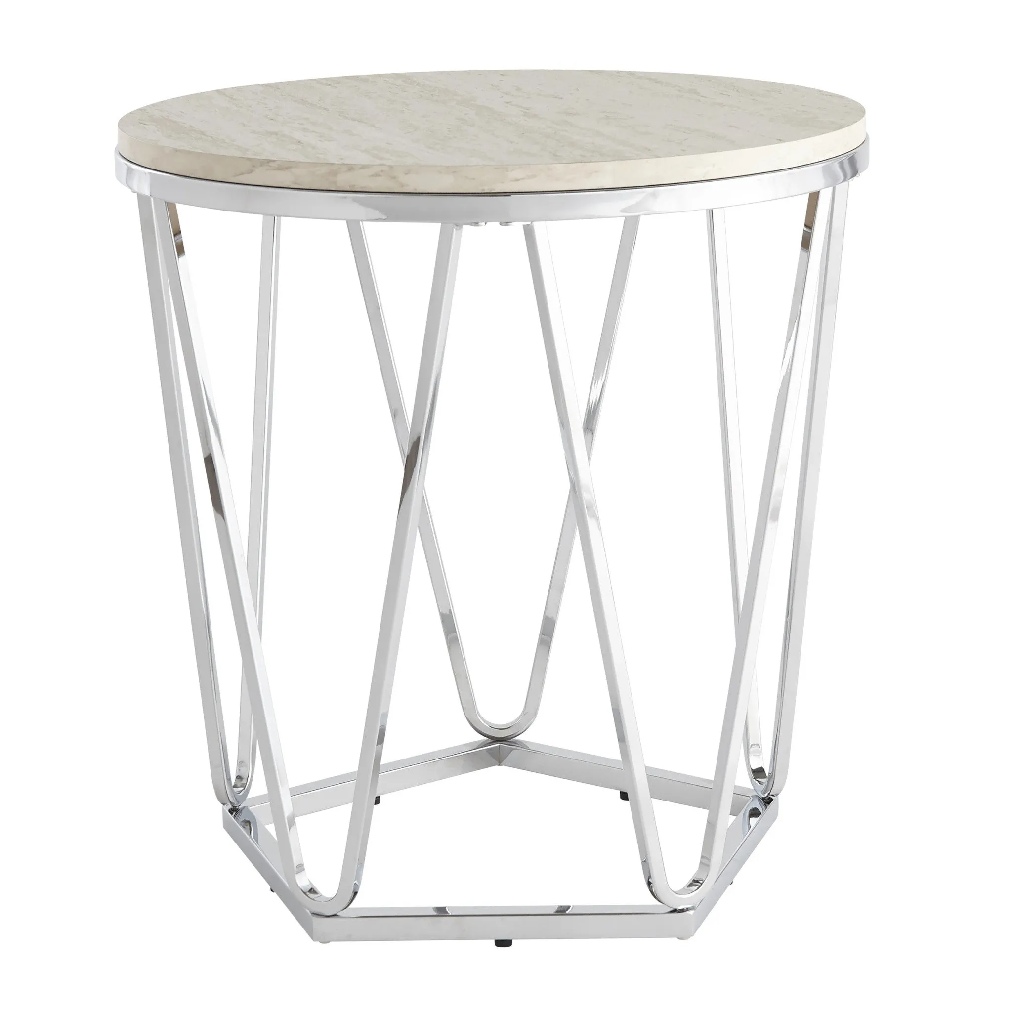 23" Silver Manufactured Wood And Iron Round End Table By Homeroots