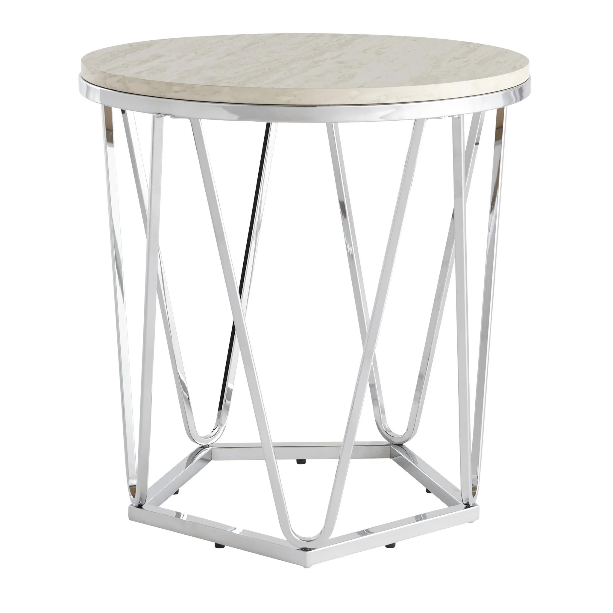 23" Silver Manufactured Wood And Iron Round End Table By Homeroots