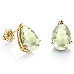 4/5 CT GREEN AMETHYST 10KT SOLID GOLD EARRINGS STUD