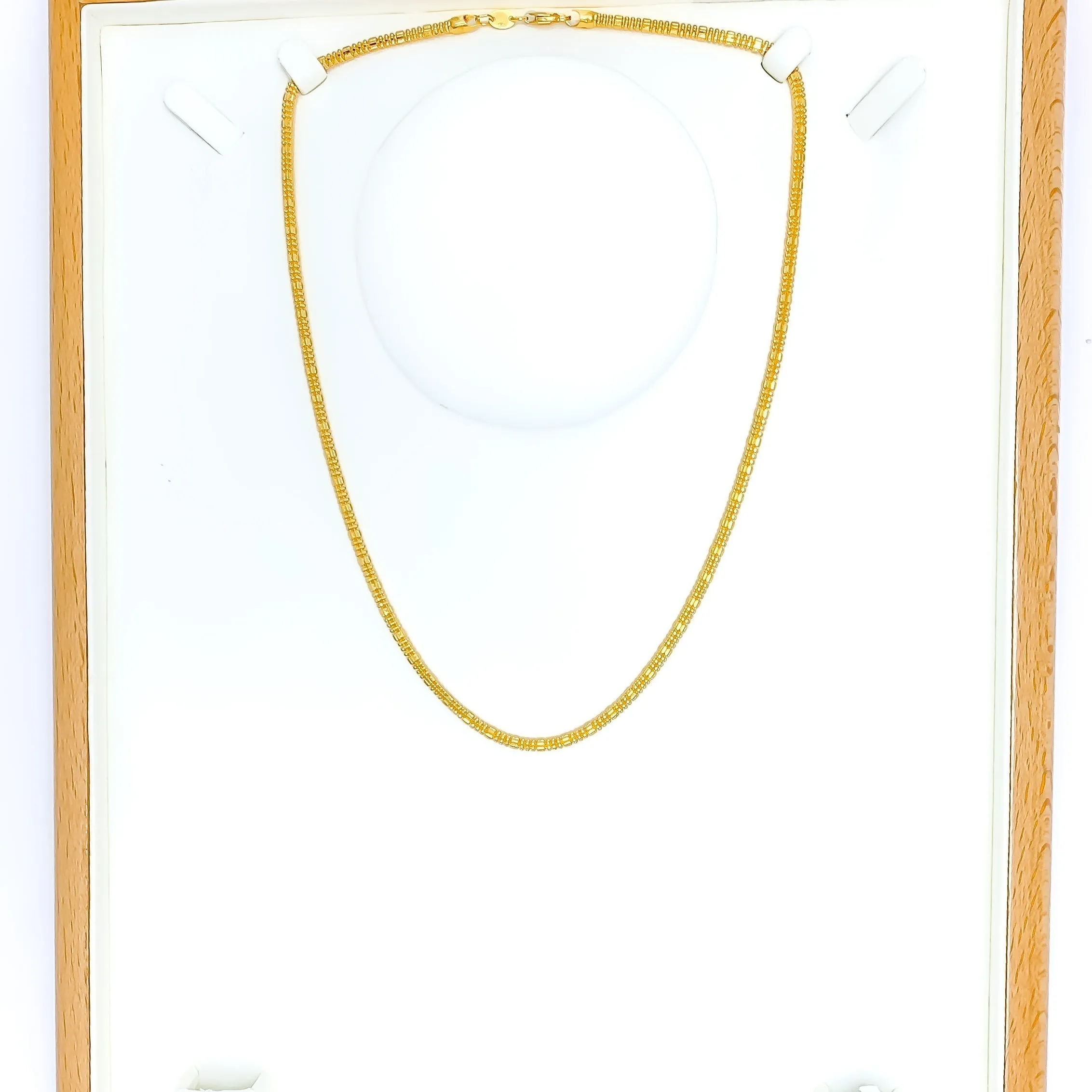 Alternating Hollow 22k Gold Bead Chain - 22"