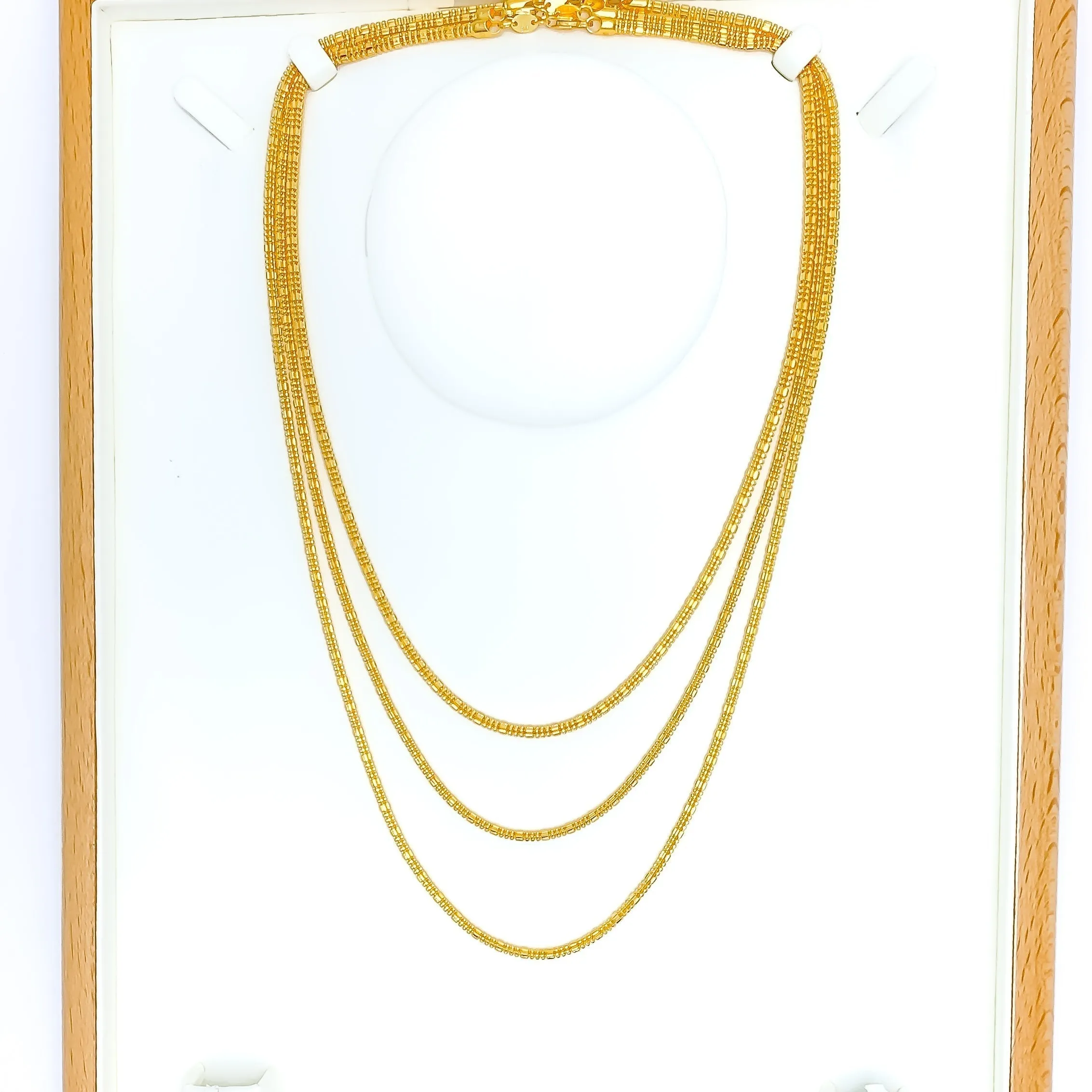 Alternating Hollow 22k Gold Bead Chain - 22"