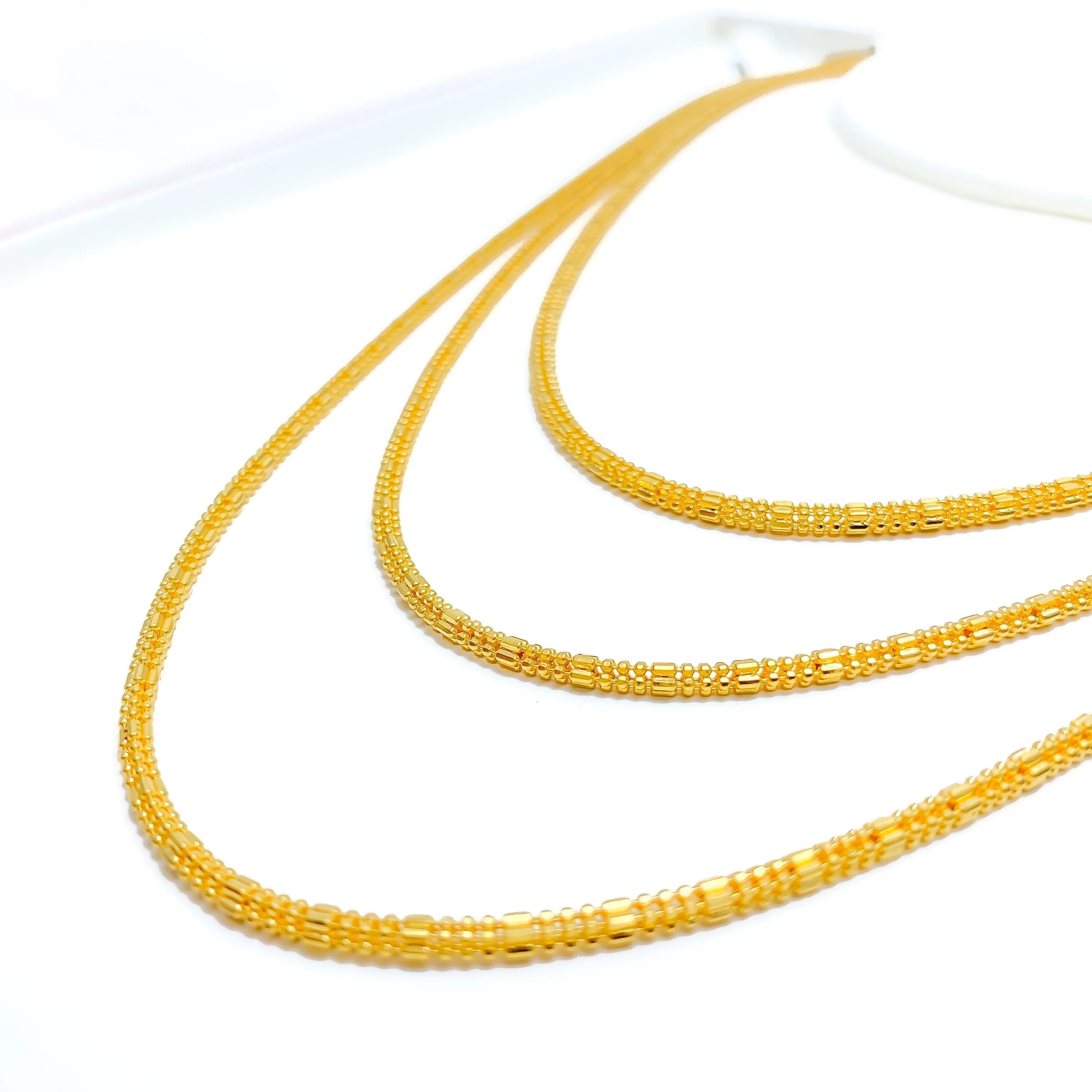 Alternating Hollow 22k Gold Bead Chain - 22"