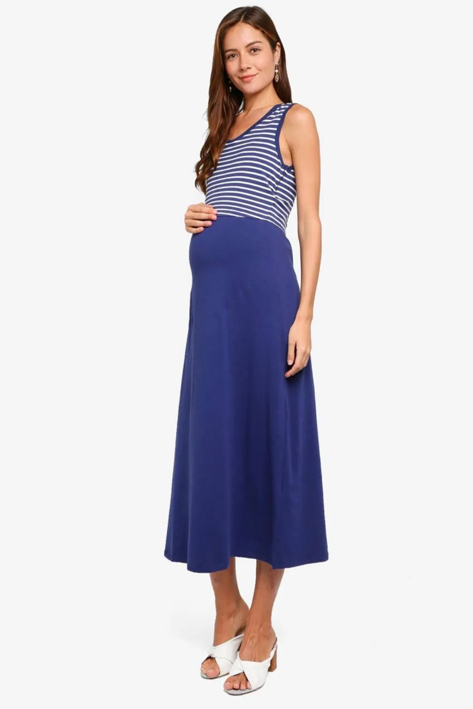 Alyssa Maxi Navy Sleeveless Nursing Dress