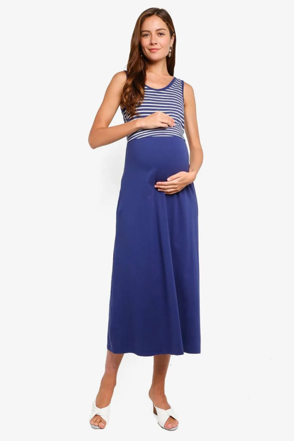 Alyssa Maxi Navy Sleeveless Nursing Dress