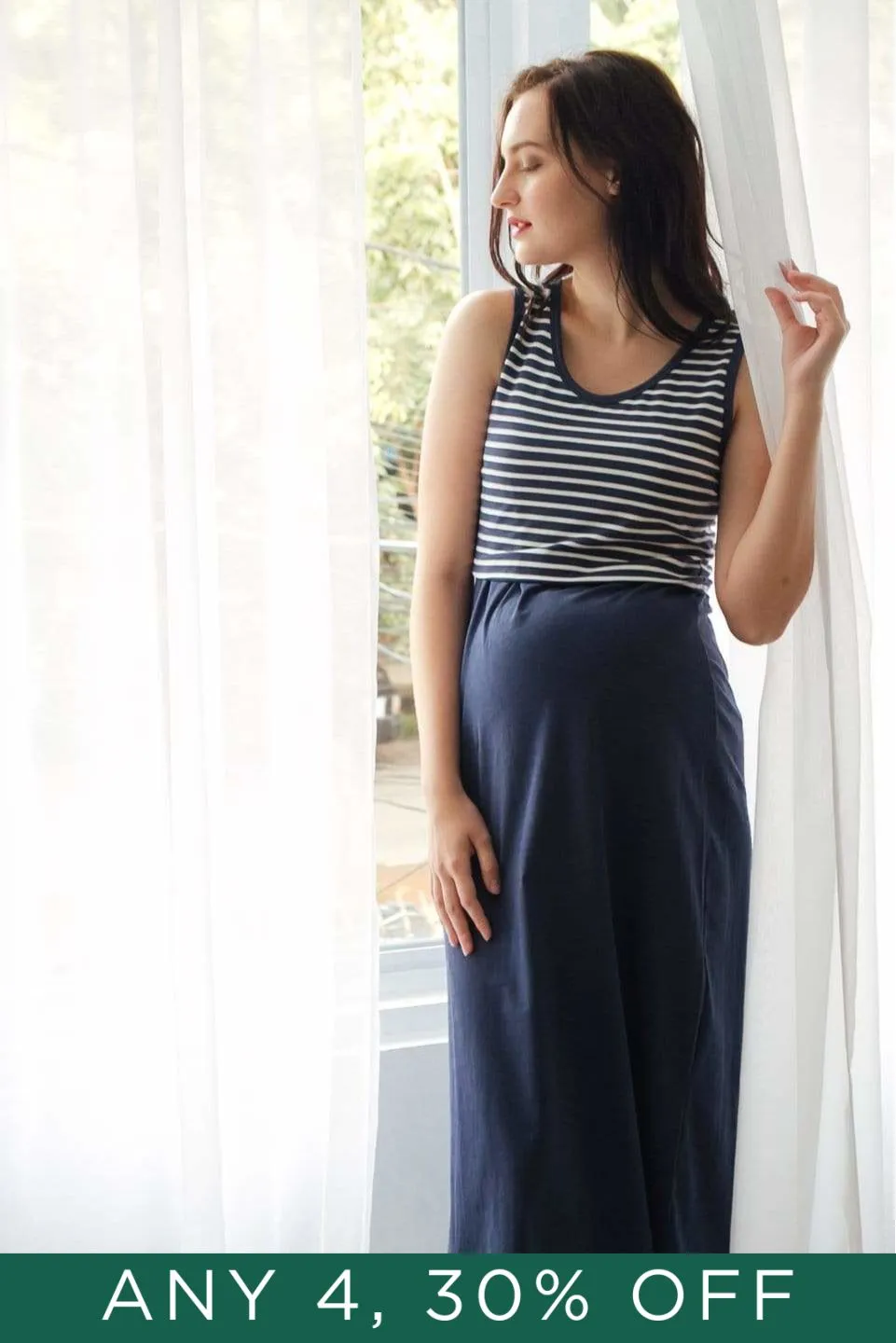 Alyssa Maxi Navy Sleeveless Nursing Dress