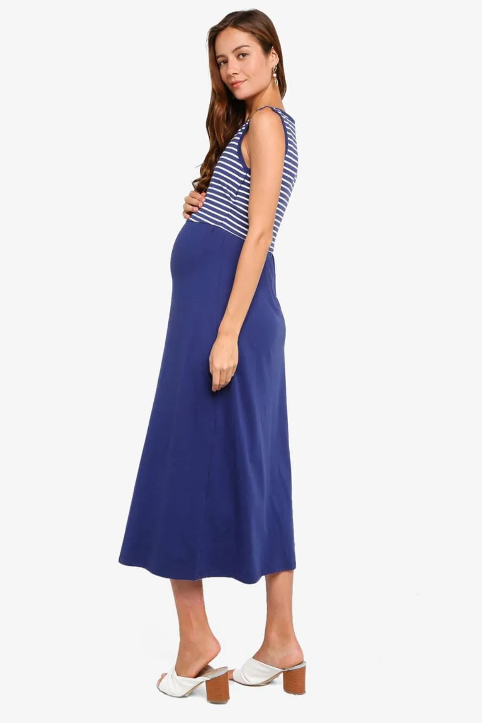 Alyssa Maxi Navy Sleeveless Nursing Dress