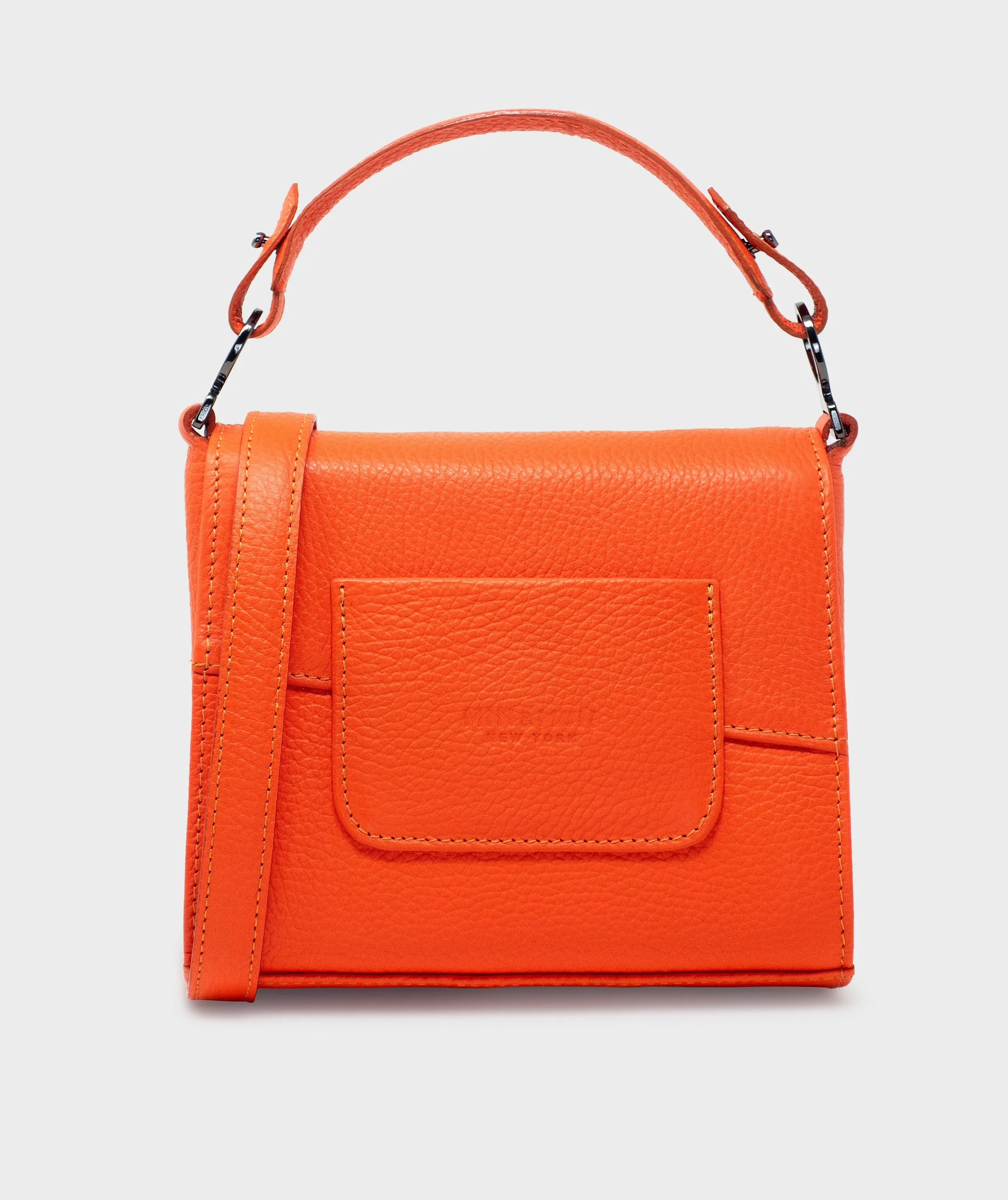 Anastasio Micro Crossbody Handbag Neon Orange Leather - Eyes Embroidery