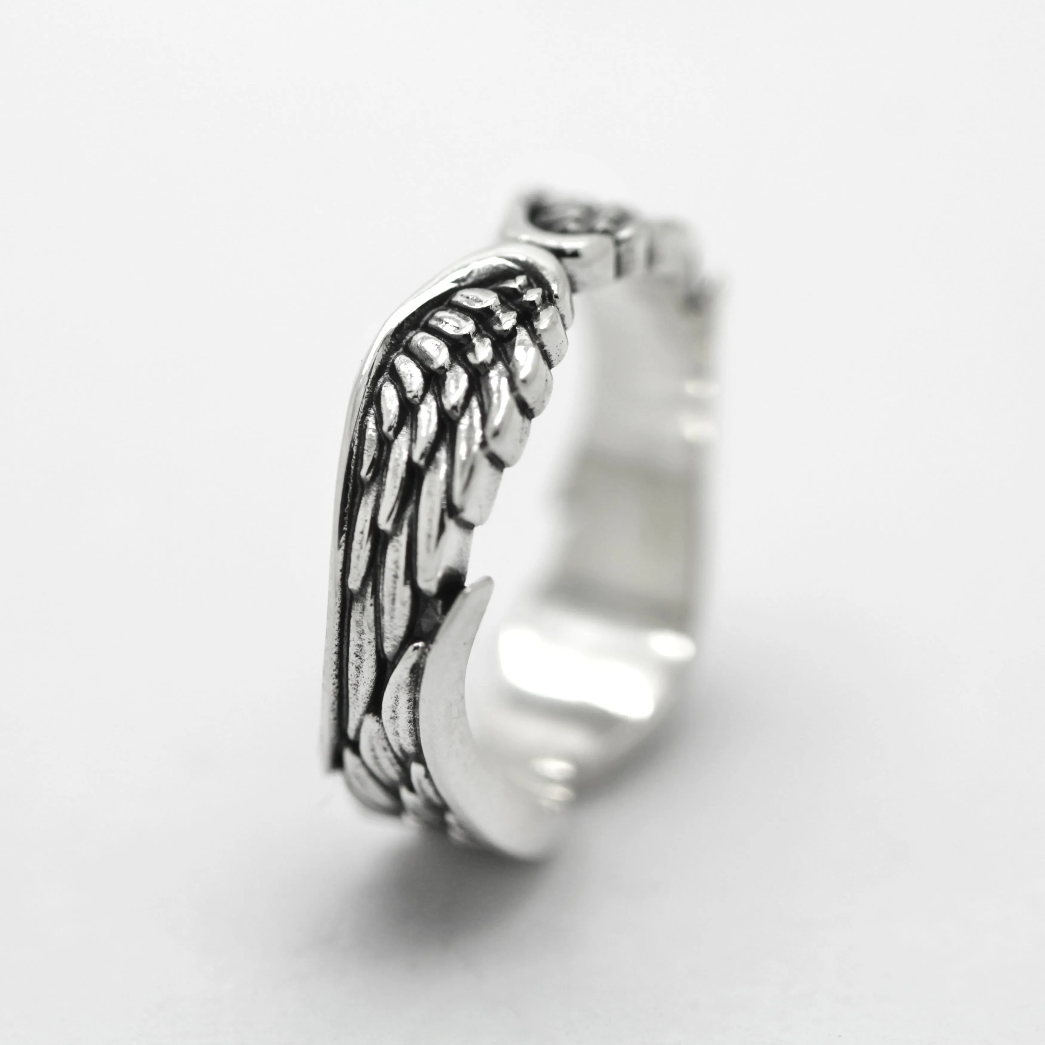 Angel Wings, Engagement Ring, Band Pinky Ring, Sterling Silver Woman Ring