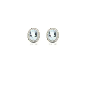 Aqua Marine & Diamond Earrings