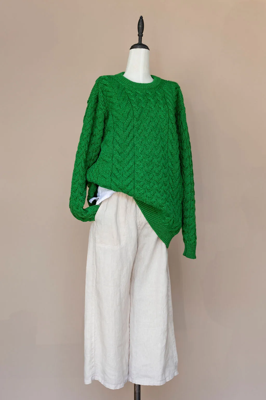 Aran - Unisex Crew Neck Sweater - Emerald green