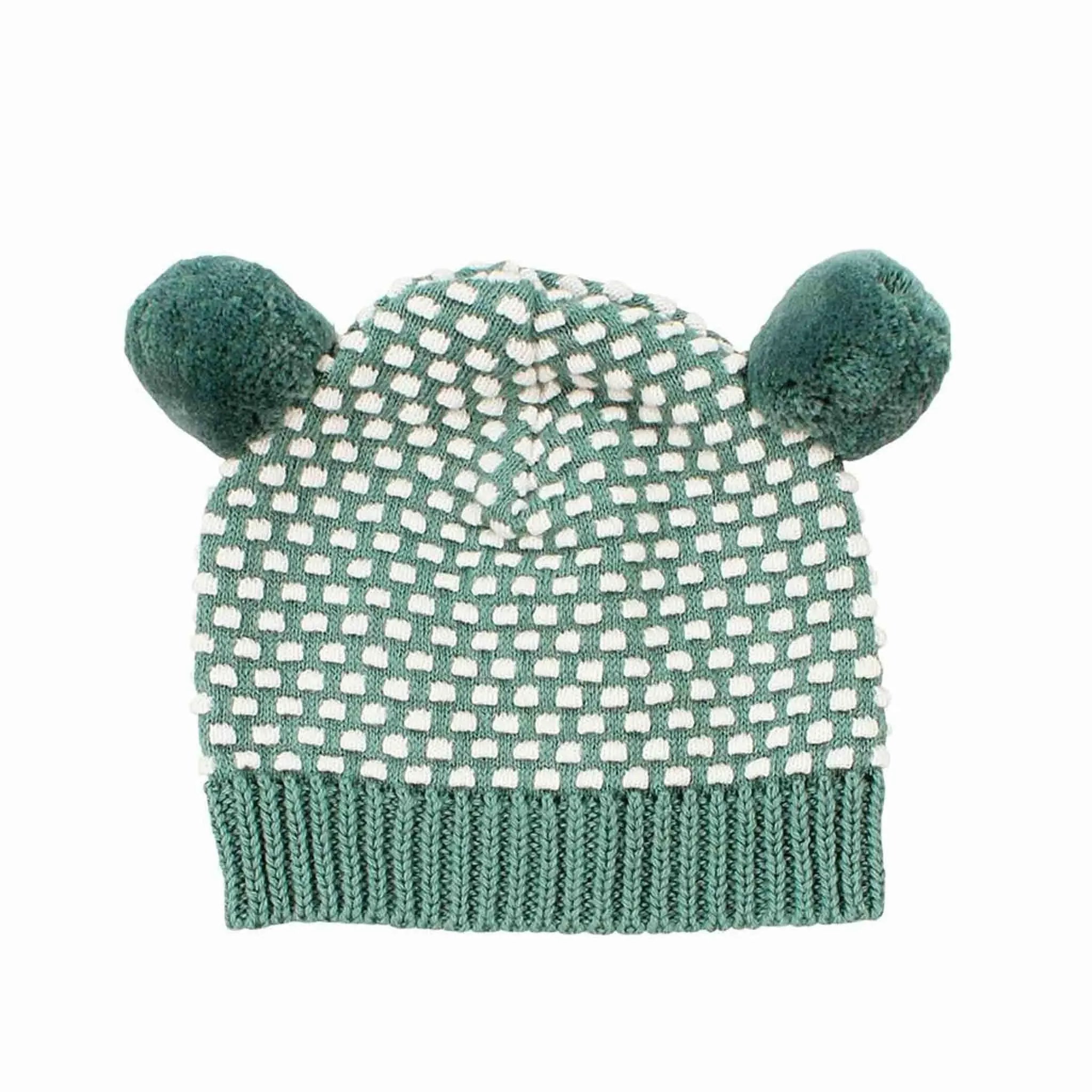 Arkie Waffle Knit Pom Pom Beanie - Sage