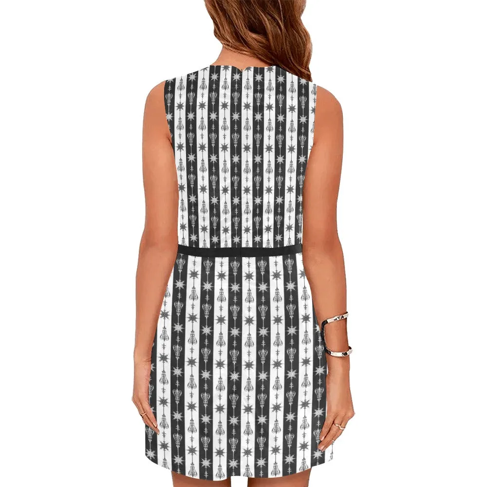 arrow bw print 5 Eos Women's Sleeveless Dress (Model D01)