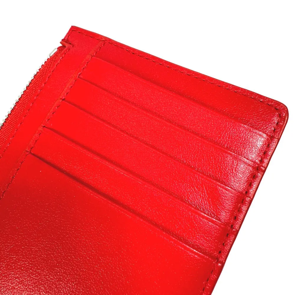 BALENCIAGA Card Case 736734 leather Red logo fragment case card coin holder unisex(Unisex) Used Authentic