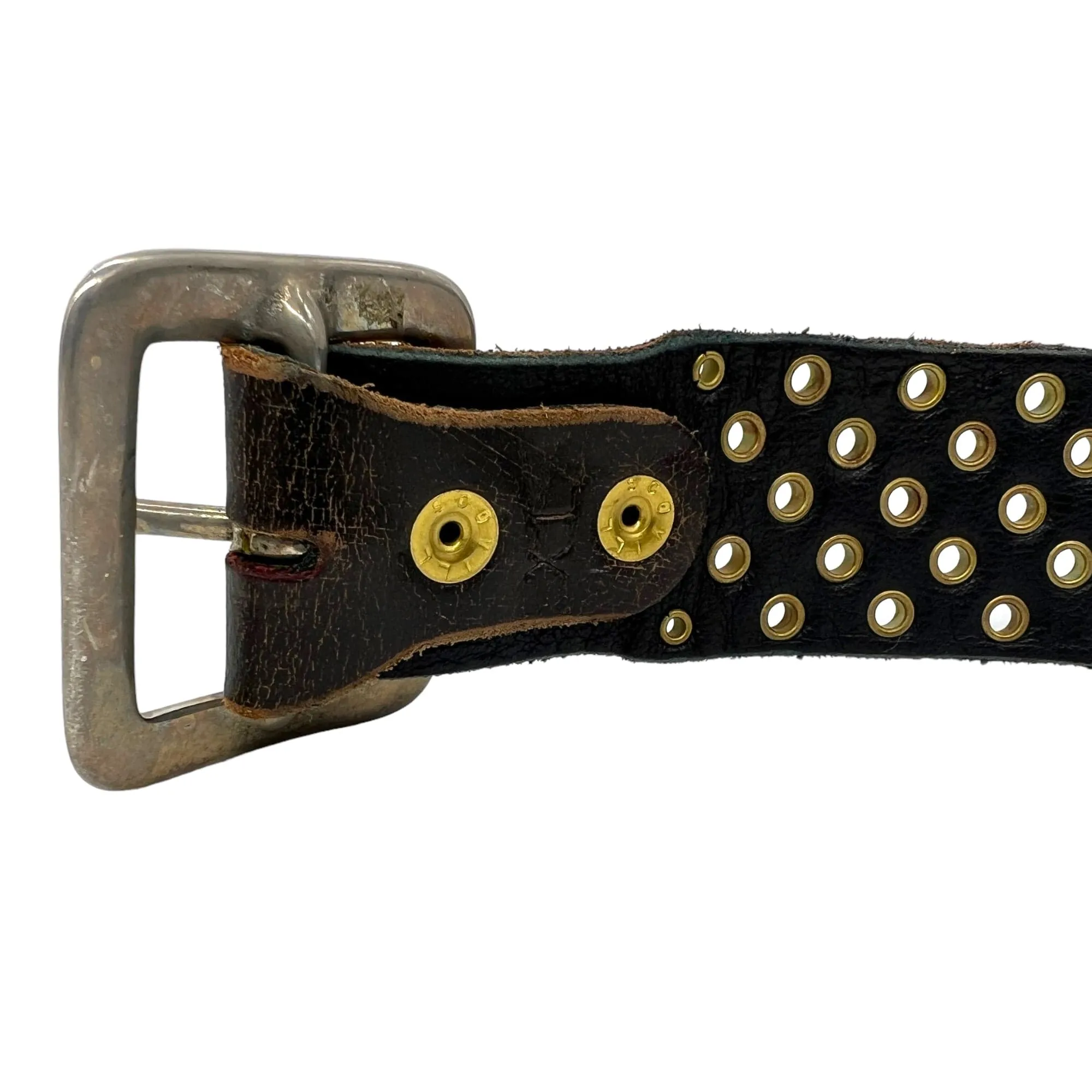 BALTAZAR Unisex Studded Leather Belt - Brown