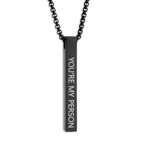 Bar Pendant Necklace - Matte Black 5mm