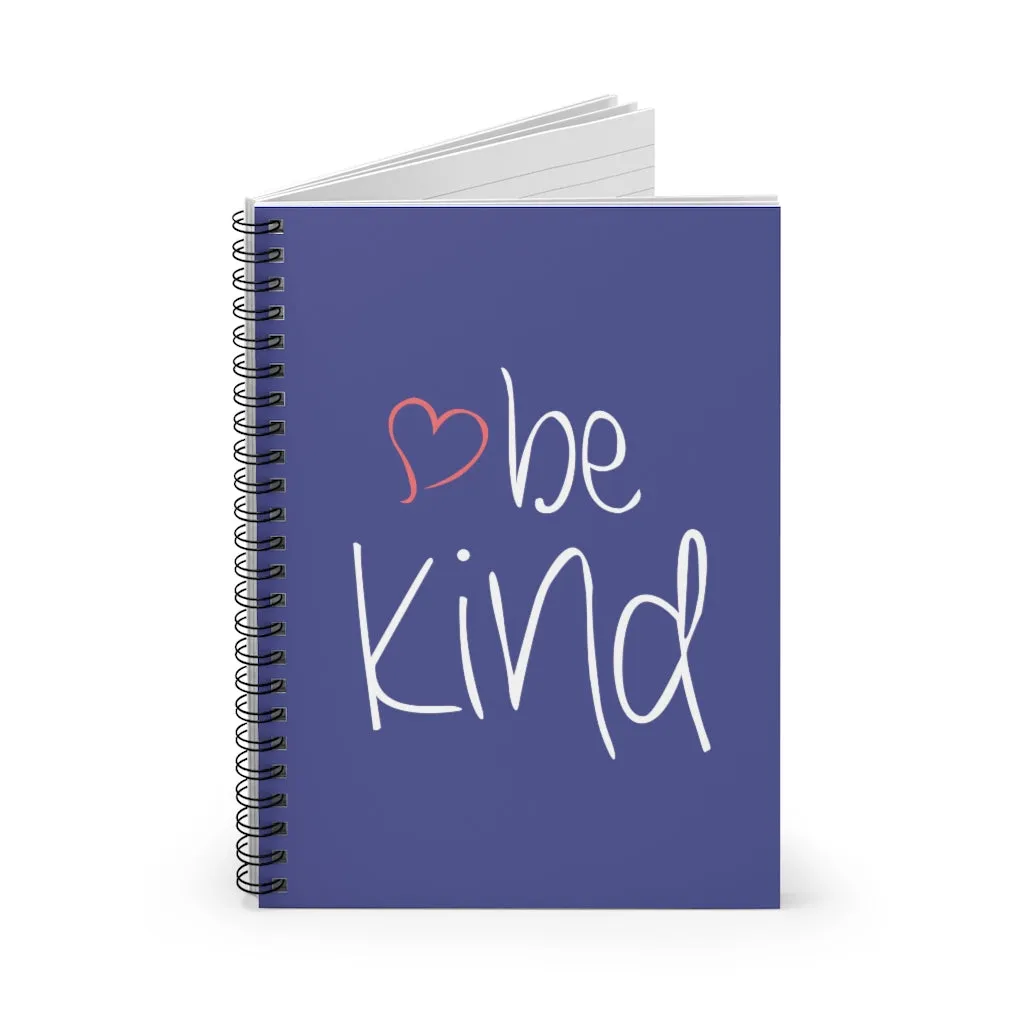 be kind Heart Royal Blue Spiral Journal - Ruled Line