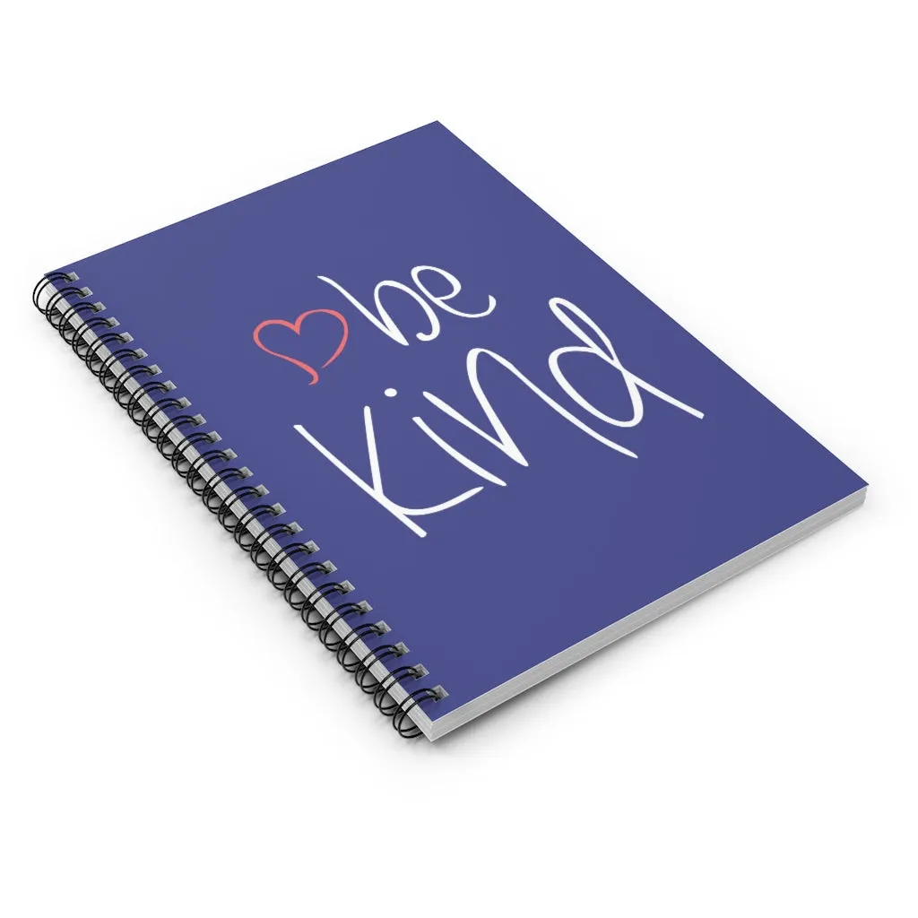 be kind Heart Royal Blue Spiral Journal - Ruled Line