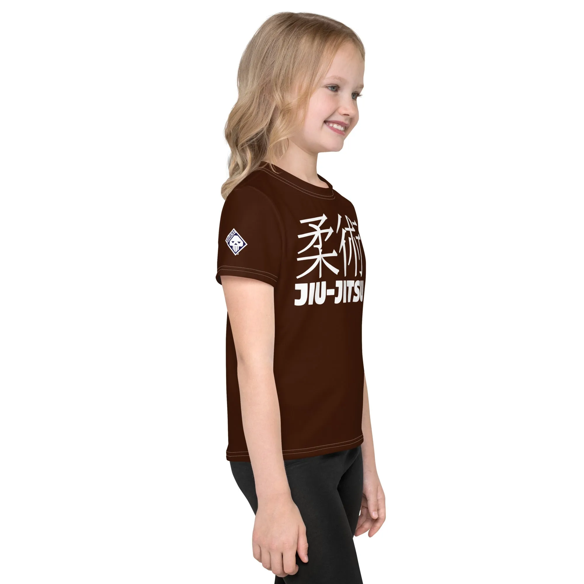 Beach Adventure: Girl's Short Sleeve Classic Jiu-Jitsu Rash Guard - Chocolate