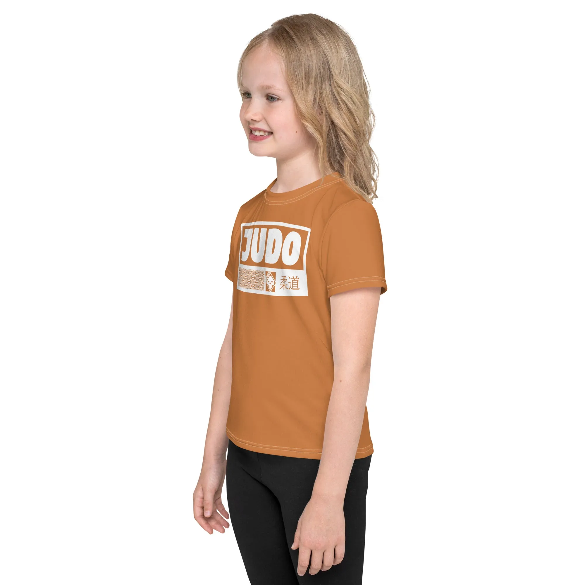 Beach Day Favorite: Girl's Short Sleeve Judo Rash Guard - Raw Sienna