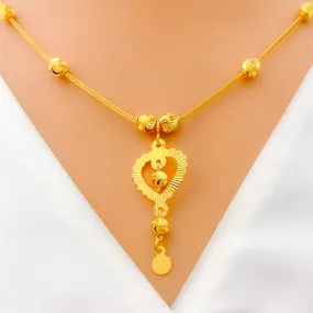 Beautiful Dangling Heart 22k Gold Necklace