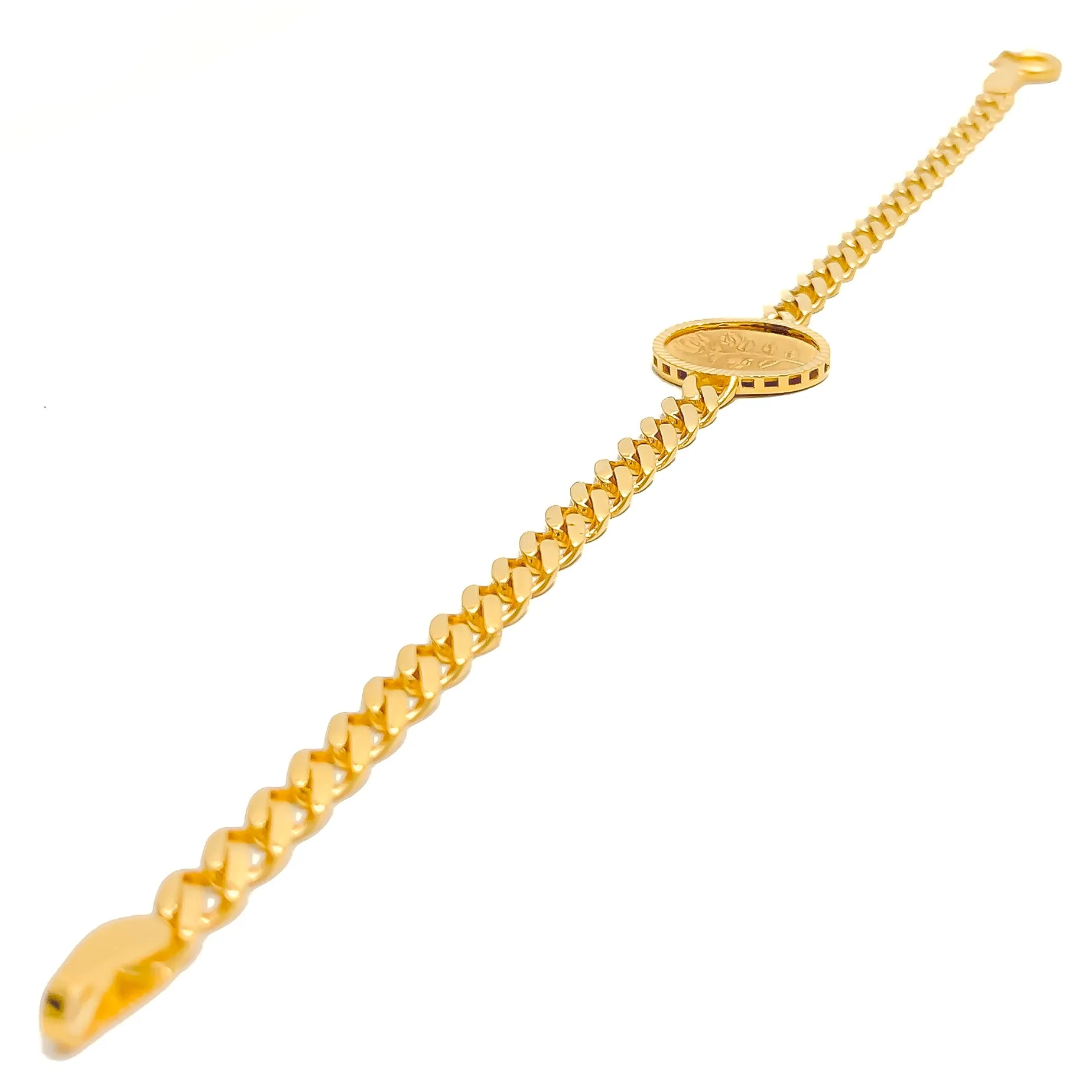 Beautiful Floral Oval 21k Gold Coin Bracelet