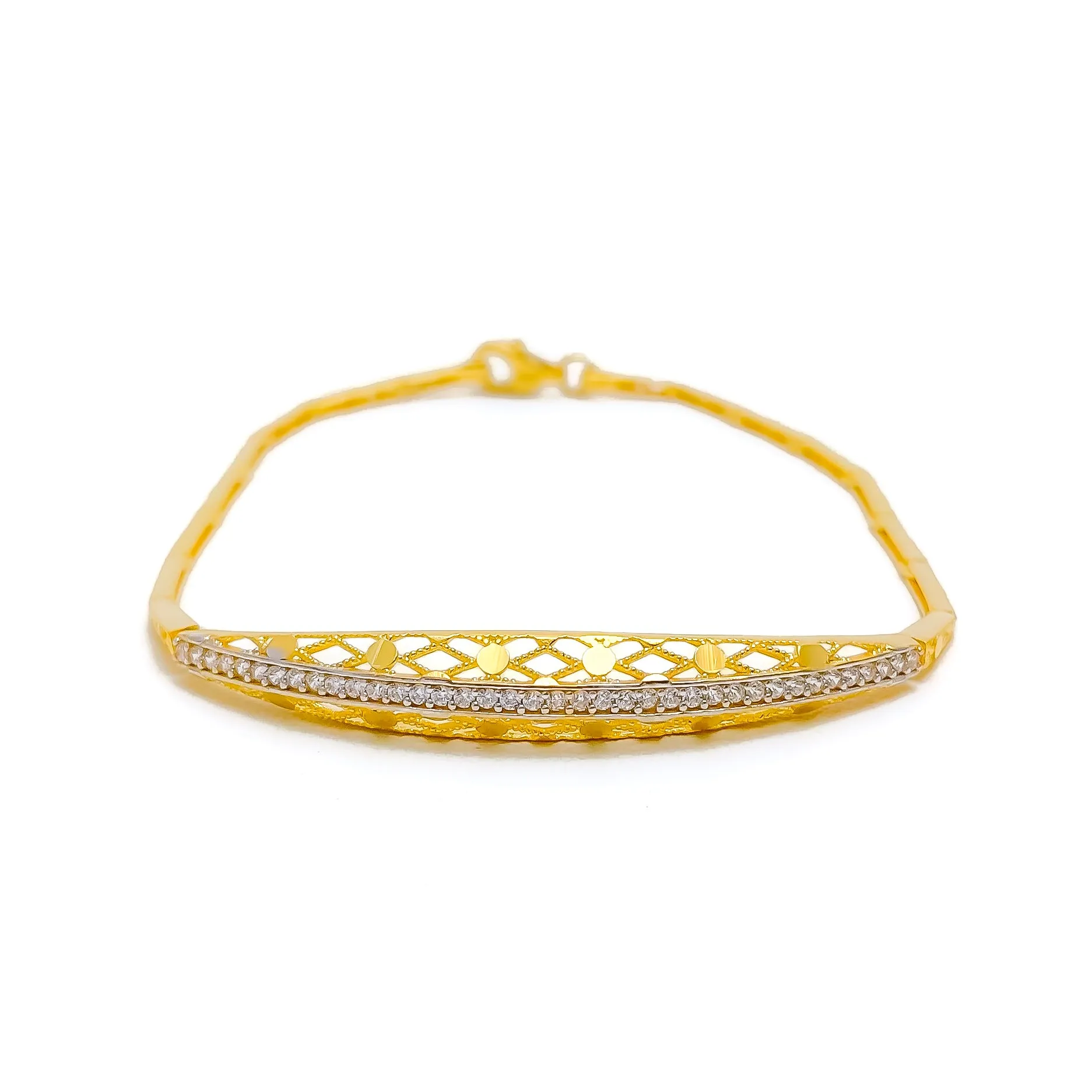 Beautiful Netted Chic 22k Gold CZ Bracelet