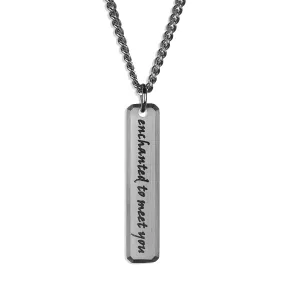 Beveled Bar Necklace - Silver